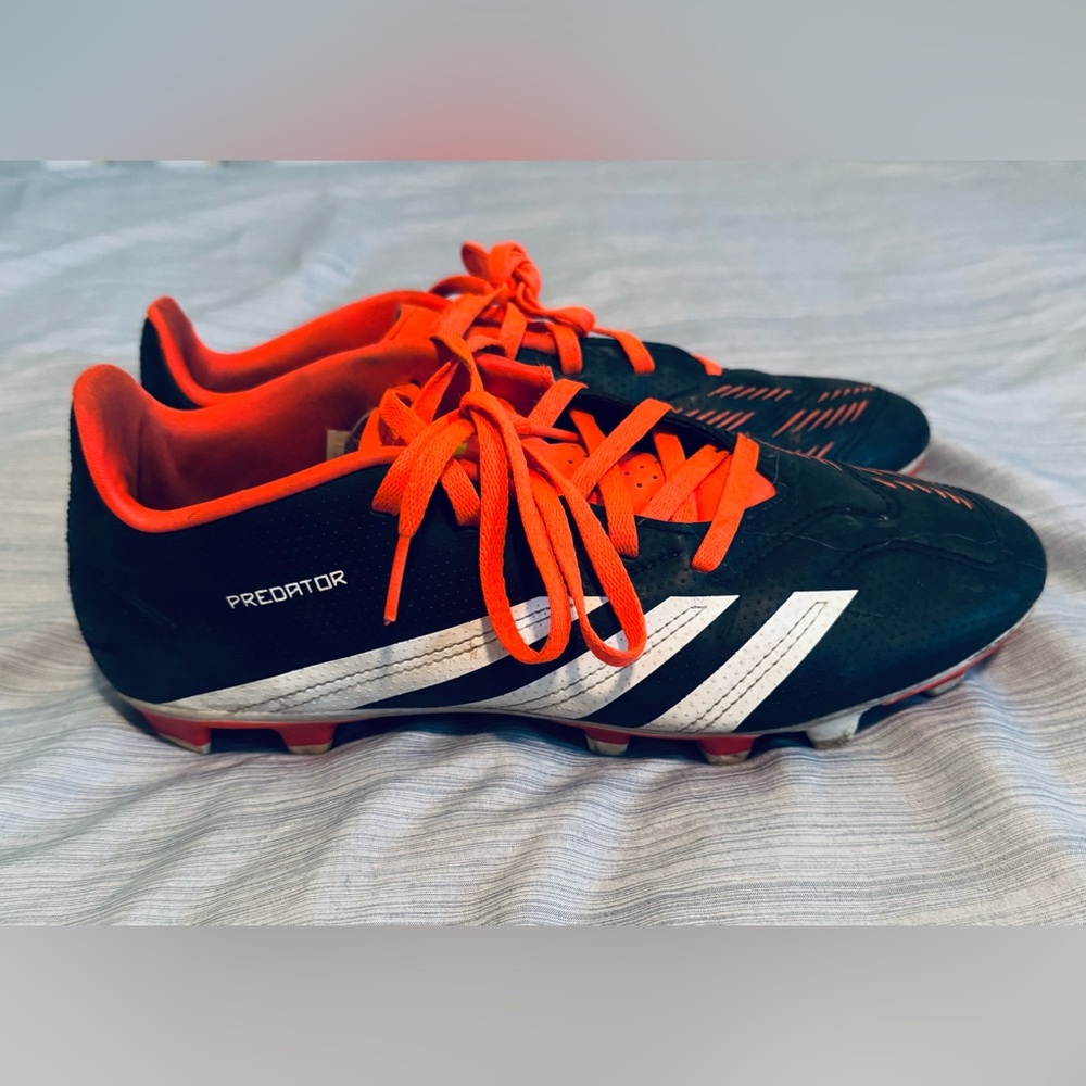 Adidas Predator Cleats Black with Orange and White